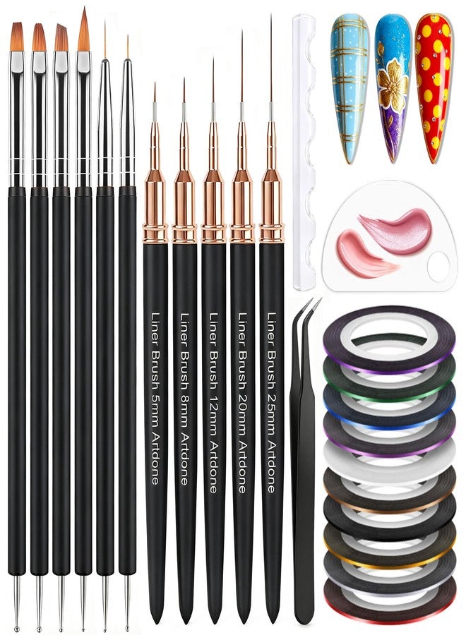 Artdone Nail Striping Tape Lines Kit With Nail Art Pens Dotting Tools And Liner Brushes For Gel Polish Small Detail Drawing Design Paint - Image 1